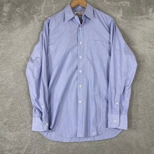 J Crew Thomas Mason Dress Shirt Mens Small Blue Cotton Button Down 2-Ply Yarn